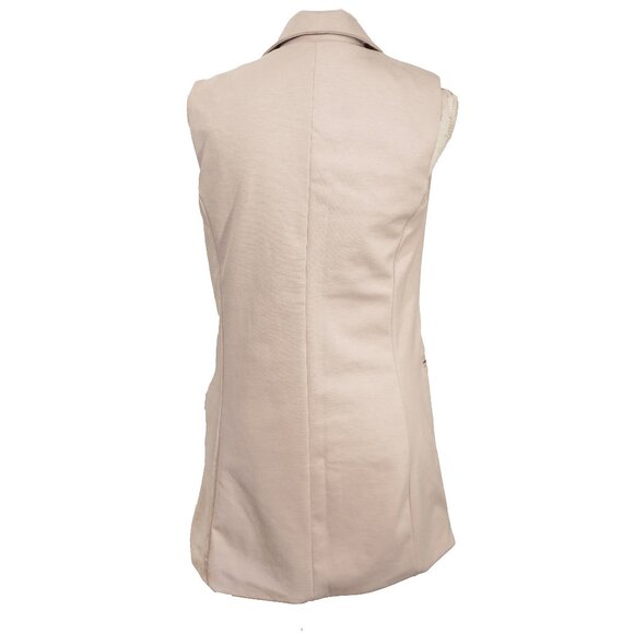 Petal Pink Vest Long Pastel Sleeveless Jacket Retro Mod 60s Long Line Soft Girl - Picture 2 of 7